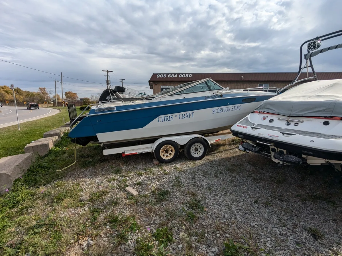 1987 Chris-Craft Scorpion Sting side profile at Hartzel Marine in Dunnville